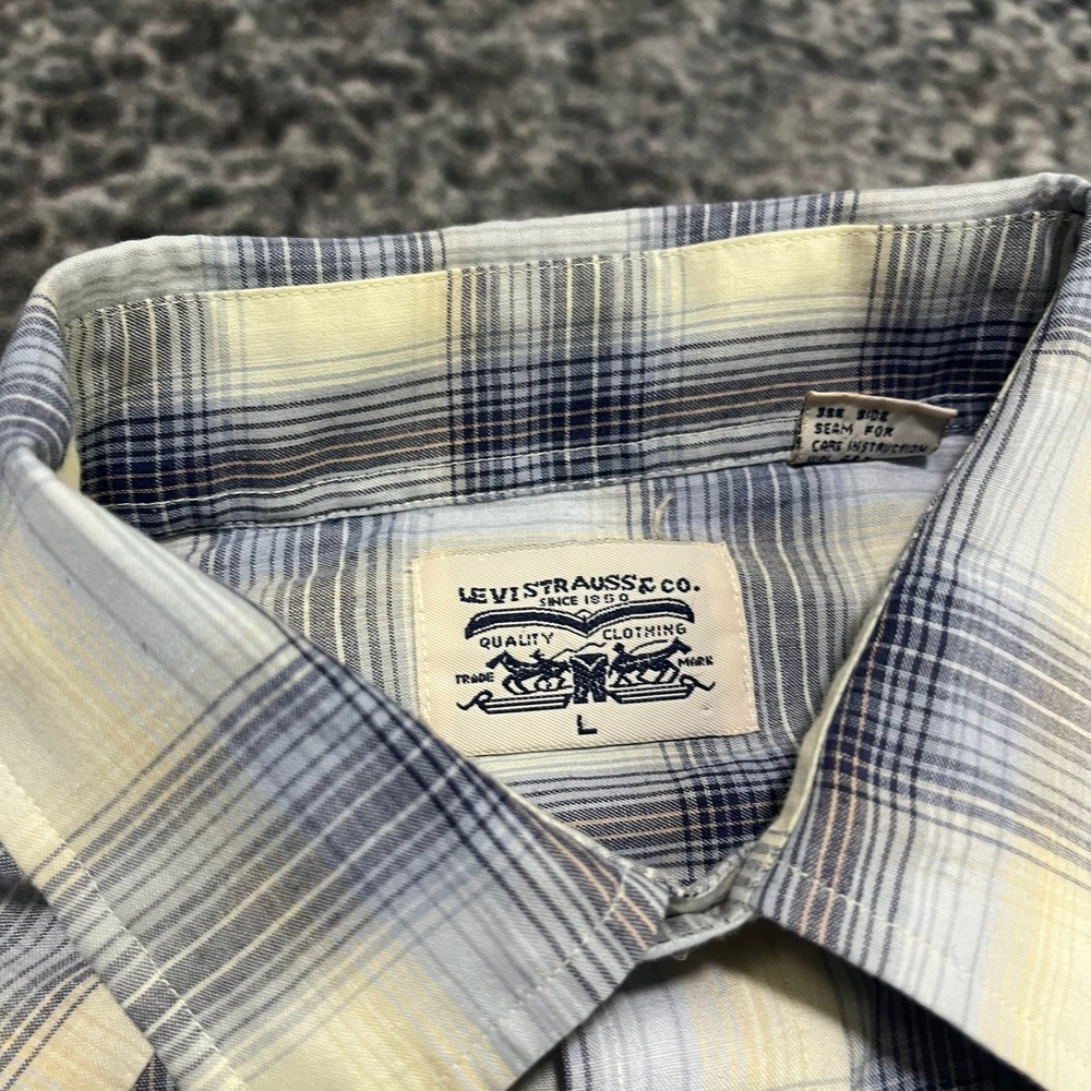 Vintage Levi's Pearl Snap Shirt Mens Large Plaid Button Down Long Sleeve Western - Picture 3 of 8